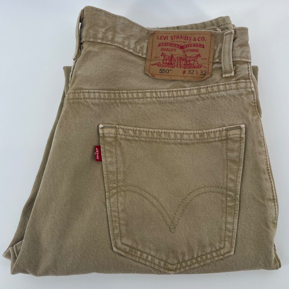 Levis 550 Relaxed Fit Jeans Mens 32x32 Tan Khaki Vintage Y2K Cotton Denim